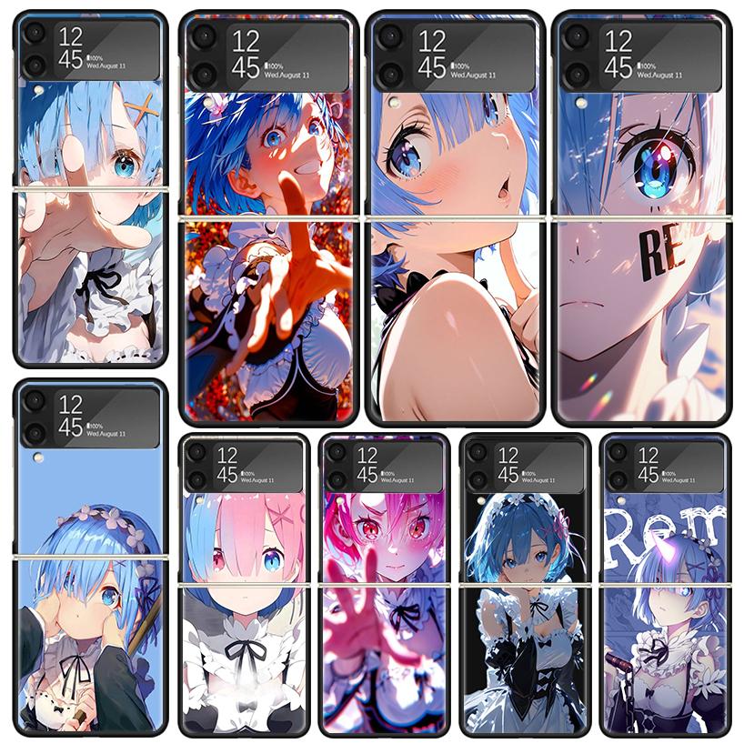 R-Rem Re Zero Anime Cases For Samsung Galaxy Z Flip 4 5 6 7 3 Z Flip7 Flip6 Flip4 Flip5 Flip3 5G Hard Shockproof Fundas Cover