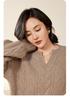 Women's 2024 Autumn/Winter Pure Wool Cable Knit Loose Pullover Sweater with Round Neck