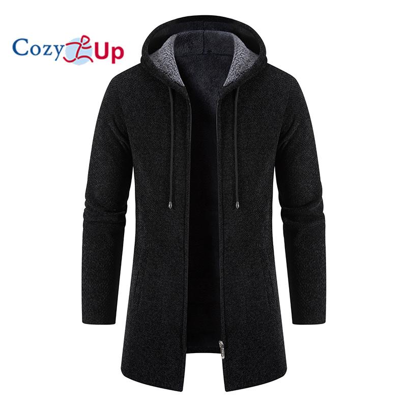 

Чоловічий осінньо-зимовий в’язаний светр Cozy Up Thened Velvet Чоловіче пальто Светр-кардиган середньої довжини 4XL чорний