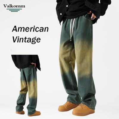Four Season New American Style Vertical Denim Straight Tube Trend Retro High-End Feeling High Men'S Jeans