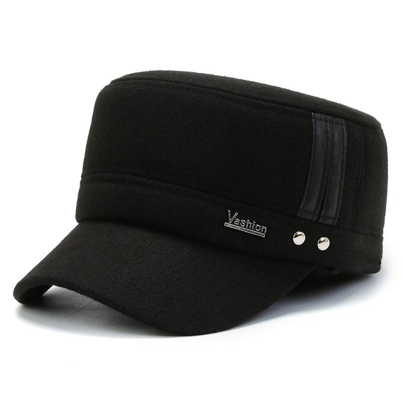 

Autumn Winter Outdoor Warm Ear Protection Middle Aged Elderly Cotton Thickened Woolen Hat Baeball Cap Trendy Adjustable