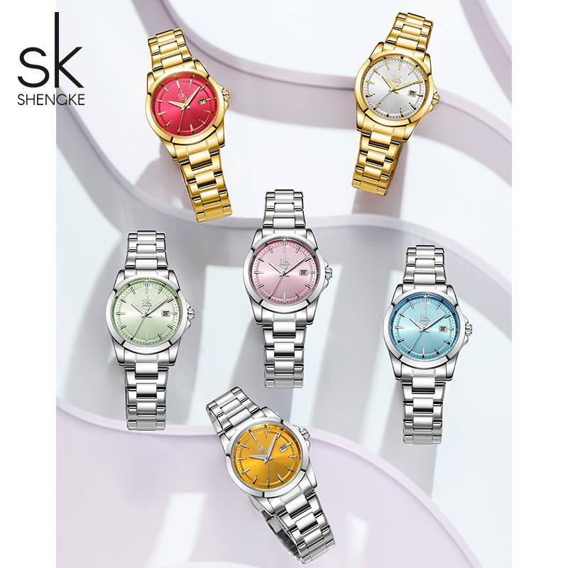 SHENGKE Nové dámské kalendářové hodinky Módní styl Dámské křemenné náramkové hodinky Top značka Dámské Nejlepší dárky Hodiny