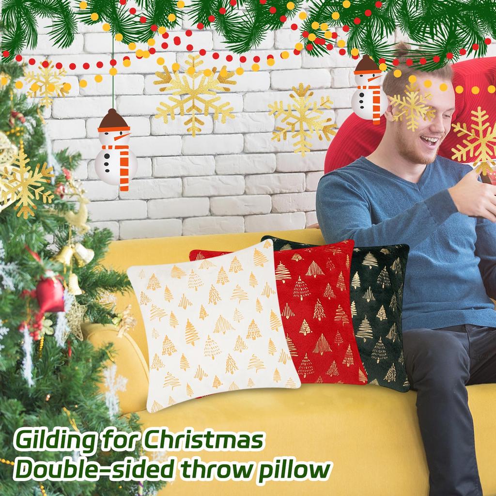 Christmas Tree Gold-stamped Double-sided Pillowcase Cushion Cover Atmosphere Decoration Cushion Cover