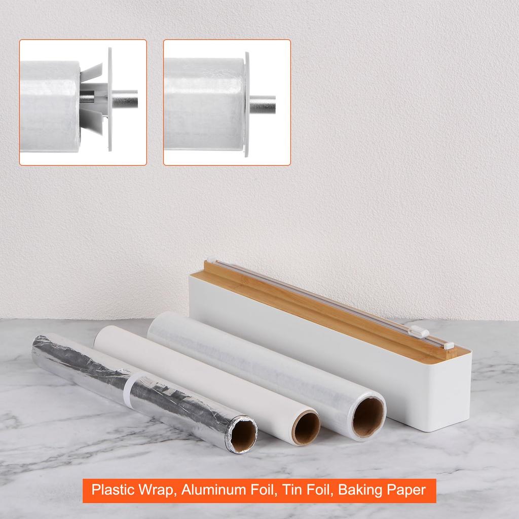 Uxcell Plastic Wrap Dispenser, 31cm X 5.5cm, with Cutter and Magnetic Bottom, for Tin Foil, Wrap, and Aluminum Foil, Wood Color