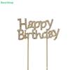 Rhinestone Happy Birthday Cake Topper,Sparkling Crystal Letter Cake Pick,Gold/Silver Birthday Party Decor for Cake