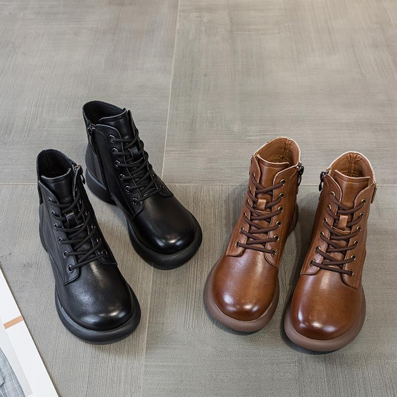 [Horse Hair] First-layer Cowhide Martin Boots Women's 2025 Autumn and Winter New Leather Retro Short Women's Leather Boots