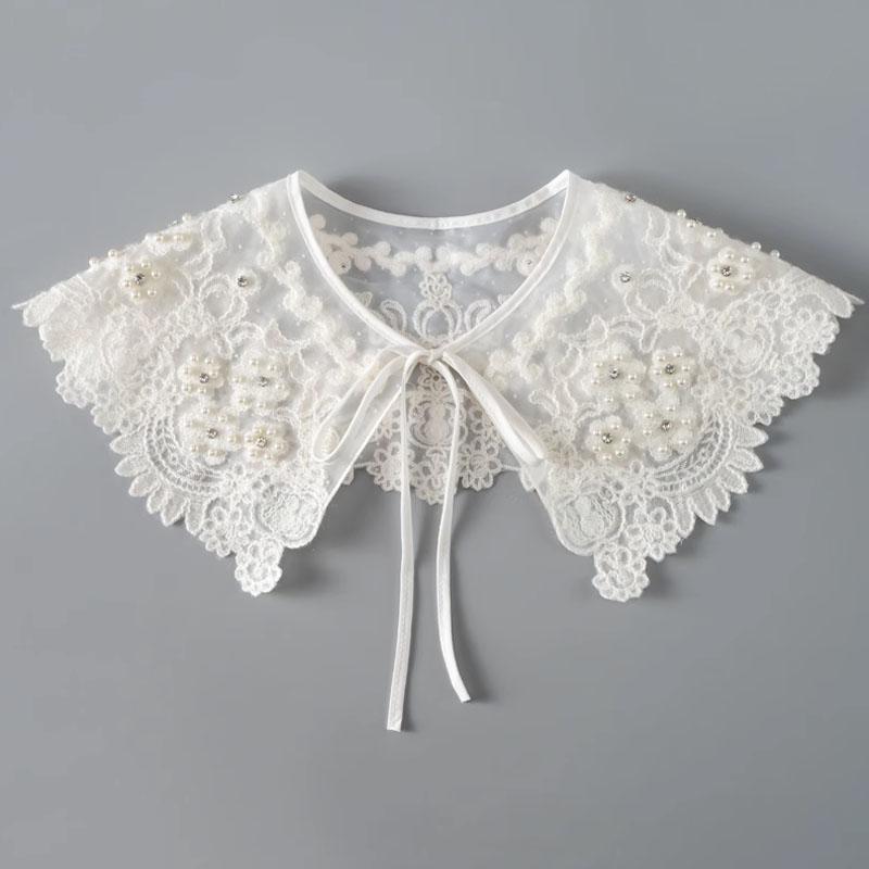 Perfect Match Pink Women Scarf Shawl Detachable Collar Tie Necklace Embroidery Lapel Fake False Collar Woman Lace Tie Neckwear Nep Kraagie