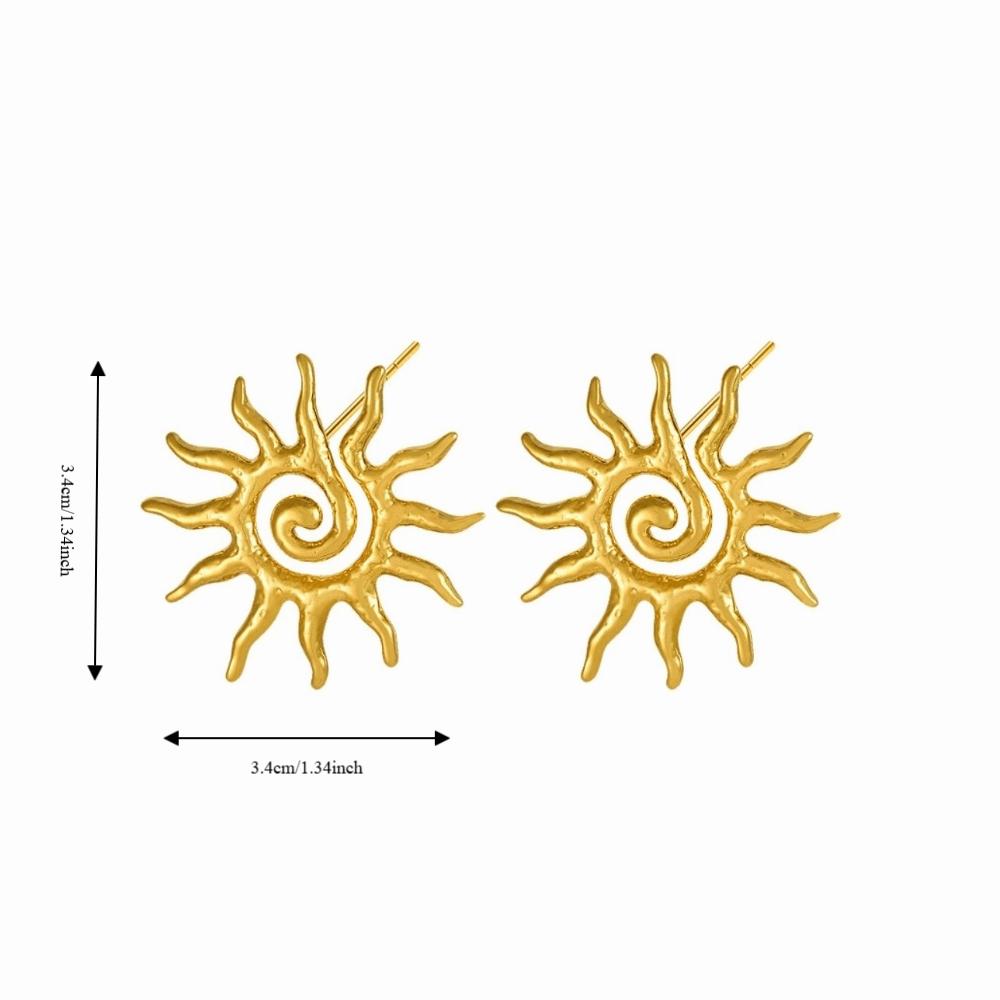 Light Luxury Sun-shaped Flower Earrings Unique Sun Ear Stud Temperament Metal Stud Earrings Daily