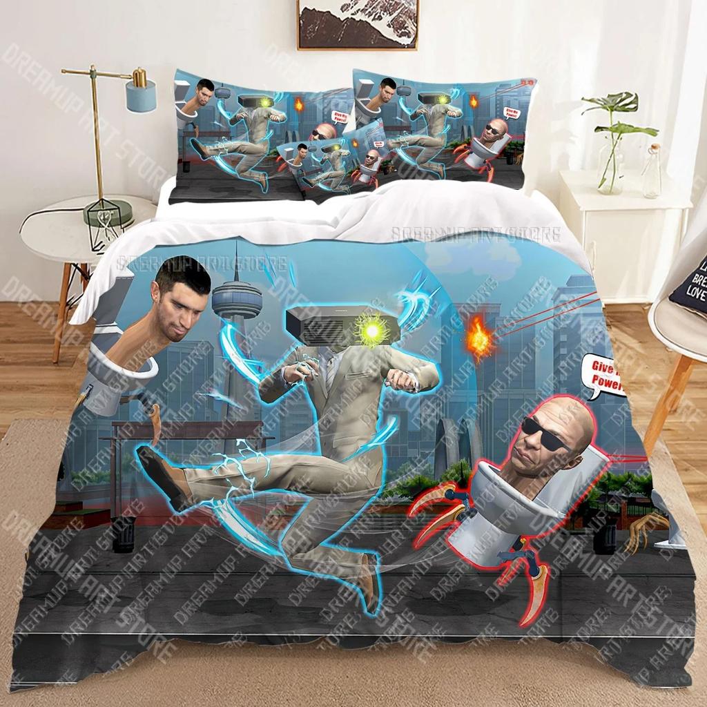 Skibidi Toilet Arale 3D Bedding Sets Print Duvet Cover Adults_ Children Bed Comforter Birthday Gift Dropshipping