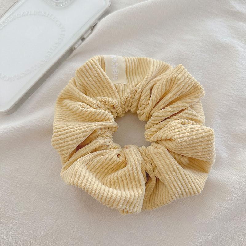 Vintage Solid Color Corduroy Stripe Scrunchies Elastic Hair Bands For Women Girls Sweet Hair Accessories Ponytail Headwear