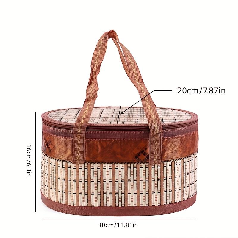 

Vintage Bamboo Basket w/Lid - Foldable Storage for Home Decor & Organizing. Multi-Purpose & Stylish! жовтий
