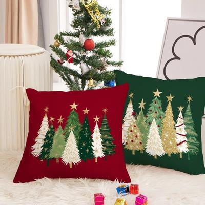 Home Textile Christmas Pillow Cover Xmas Trees Pattern Comfortable Christmas Tree Pillow Cover Breathable Cushion Cover