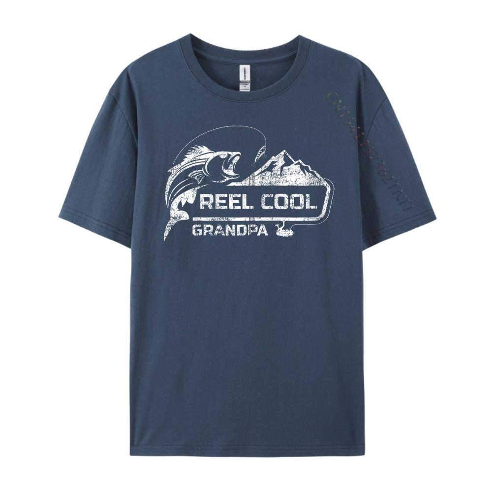 Fishing Retro Reel Cool Grandpa Fishing Teeshirt Graphic T Shirts Men Cotton Funny Camisas De Hombre