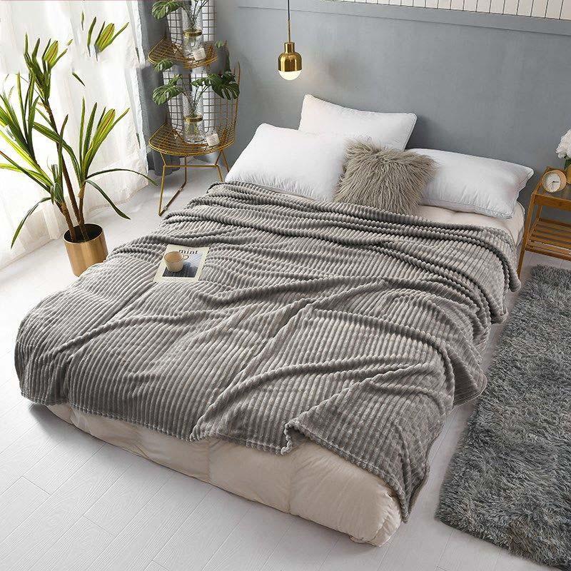 Flannel Blankets Soft Skin-friendly Solid Home Casual Nap Bedclothes Mechanical Wash Warm Fleece Blanket Bed Sofa Lightweight
