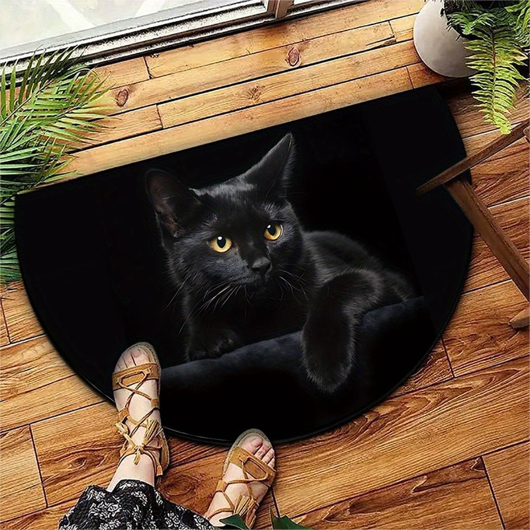 

1 шт. Килимок для вхідних дверей з візерунком чорної кішки, напівкруглий, з написом Welcome, нековзкий, для вулиці, патіо, веранди, кухні, ванної кімнати, передпокою, килимок на підлогу 40X60CM