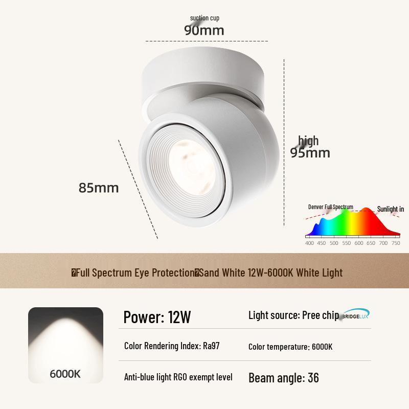 Adjustable Rotatable Surface-Mounted Downlight for Living Room, Aisle, Entrance, Bedroom - No Main Light Required