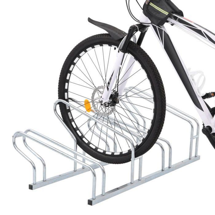 Freestanding Floor Bike Rack for 4 Bikes Galvanized Steel
