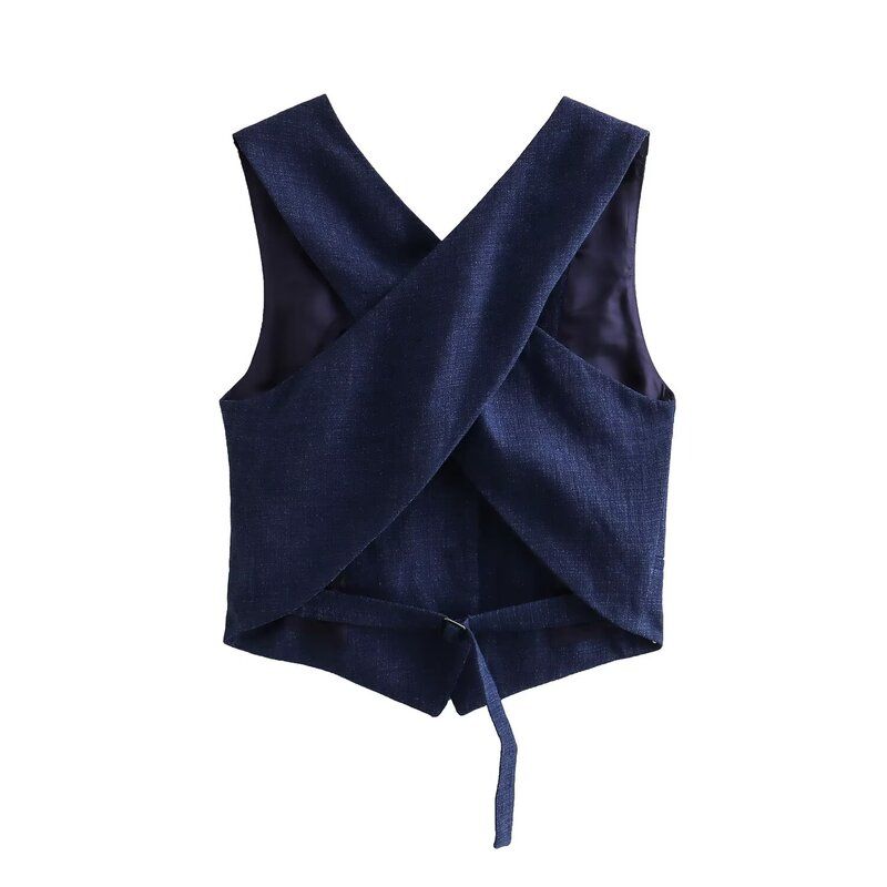 Fashion Style Fall and Winter Women's Clothing Slim Looking Cross Design Vest