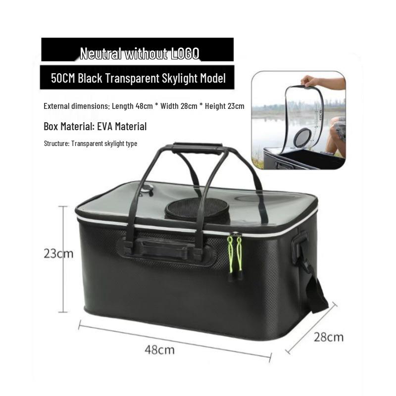 Foldable EVA Fishing Bucket - Portable, Thick, Live Fish Box with Shoulder Strap