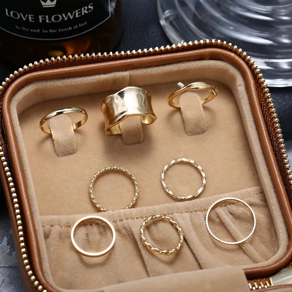 2021 Spring New Metal Ring Set Simple Ring Set 8 Piece Set Banquet Zircon Accessories