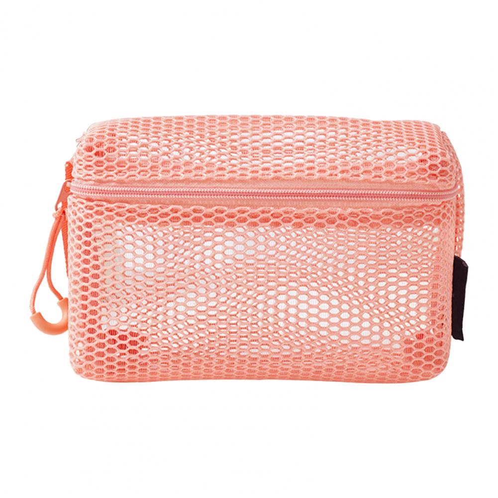 

Makeup Pouch Adjustable Cosmetic Bag with Zipper Capacity Mesh Travel Makeup Organizer See-through Breathable Storage Pouch темно-оранжевого