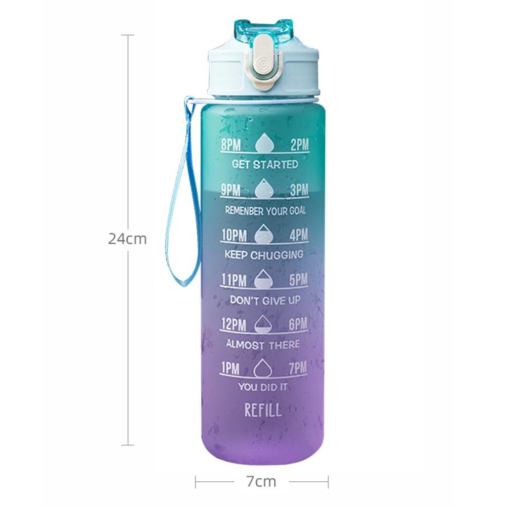 2 Liter Sports Water Bottle With Straw Large Capacity Outdoor Sports Fitness Cup with Time Scale Portable Reusable Water Bottle