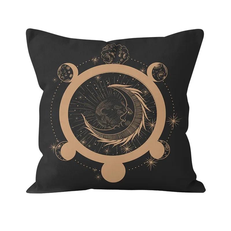 Bohemian Black Sun and Moon Printed Pattern Pillowcase Home Living Room Sofa Decoration Cushion Cover