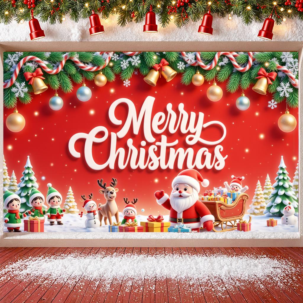 Christmas Decor Christmas Tree Merry Christmas Banner Winter Celebration Red Theme For Holiday Celebration Winter Event Office