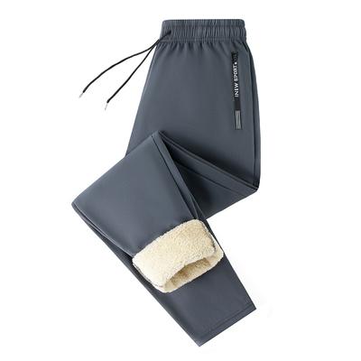 Velours d'agneau Automne et Hiver Nouveau Style Sweat-shirts Plus Velours Épaissi Pantalon Zippé pour Homme Pantalon Droit à Nouer pour Homme Pantalon Décontracté de Sport