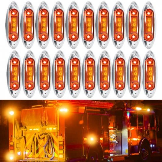 20x Amber 4  3-LED Marker Side Clearance Lights RV Truck Trailer Waterproof 12V