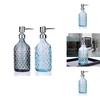 Glass Dispenser Bottle 400ml With Colorful Embossed Floral Pattern For Home Bathroom Use
