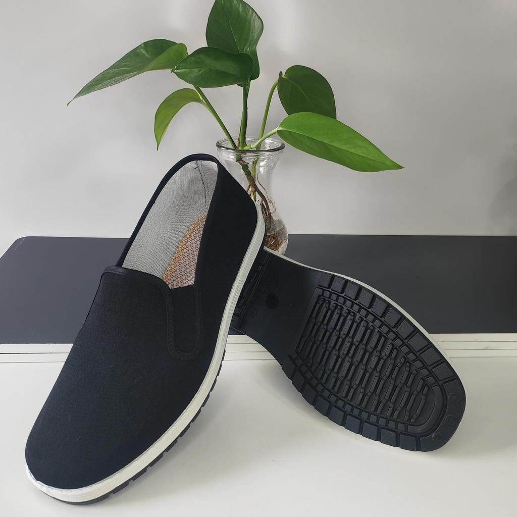 Old Beijing Cloth Shoes Men's Wormwood Insoles Raise the Feet of the Old Father, Light, Comfortable and Breathable Black Canvas Shoes