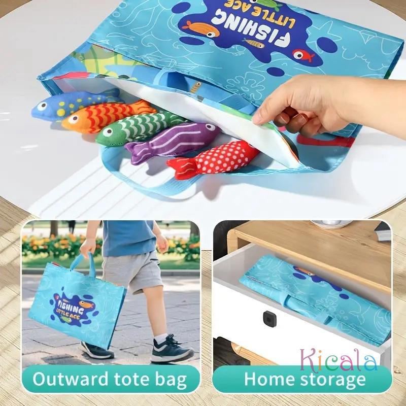Montessori Fish Toys Cloth Fishing Game for Toddlers 6 to 12 Months Sensory Toy Stacking Cups Number Counting Color Sorting Gift