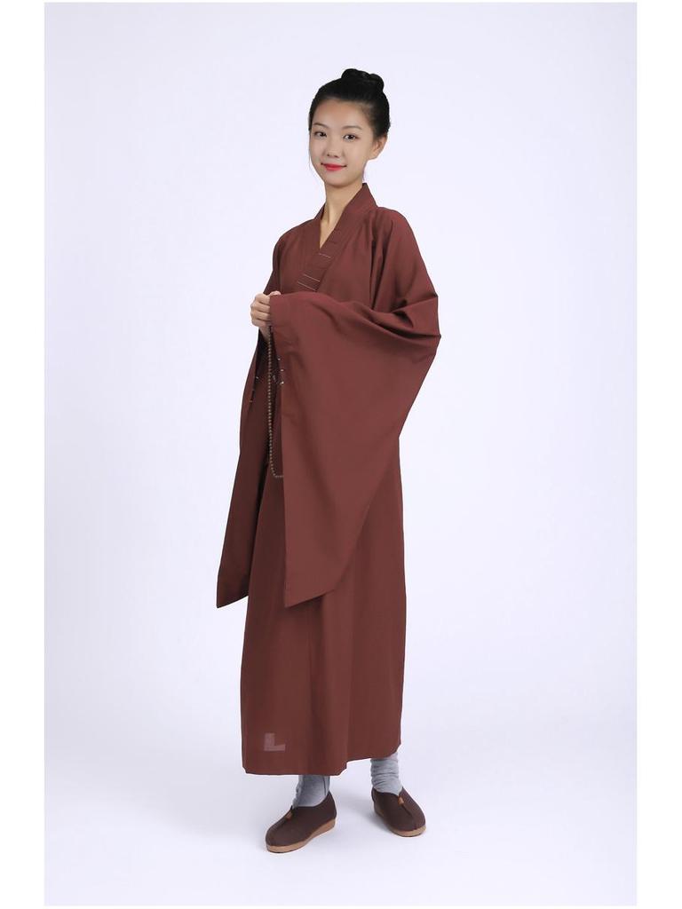 Haiqing Zen Monk Robe - Unisex, Linen, Coffee Color, All-Seasons Meditation Coat
