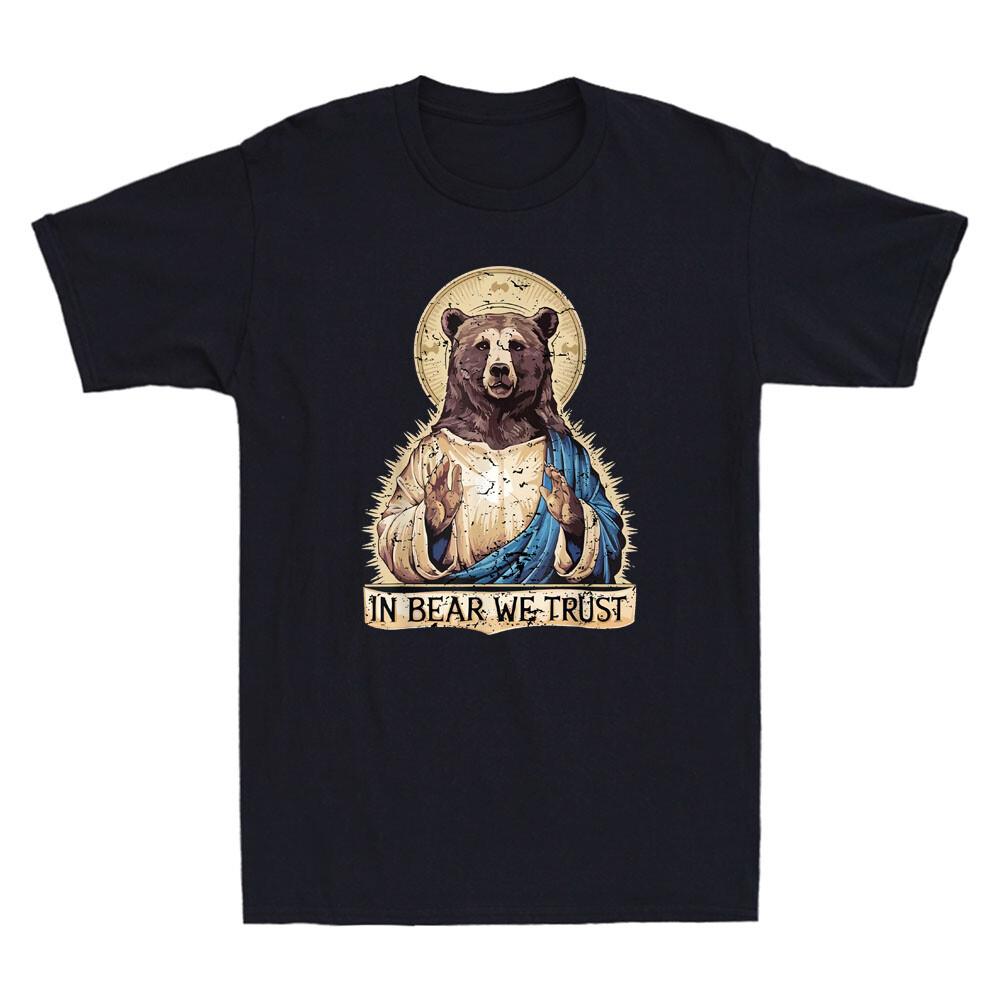 In Bear We Trust I Choose The Bear Funny Bear Jesus Parody Vintage Men T-shirt S