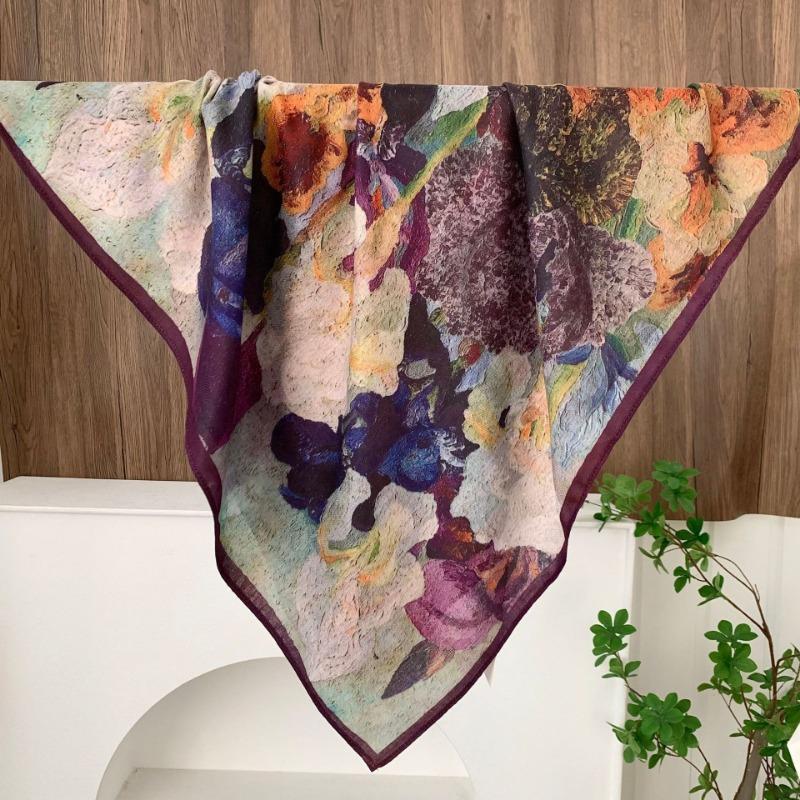 Square scarf new neck scarf scarf small shawl travel bag headscarf versatile cashew flower silk scarf