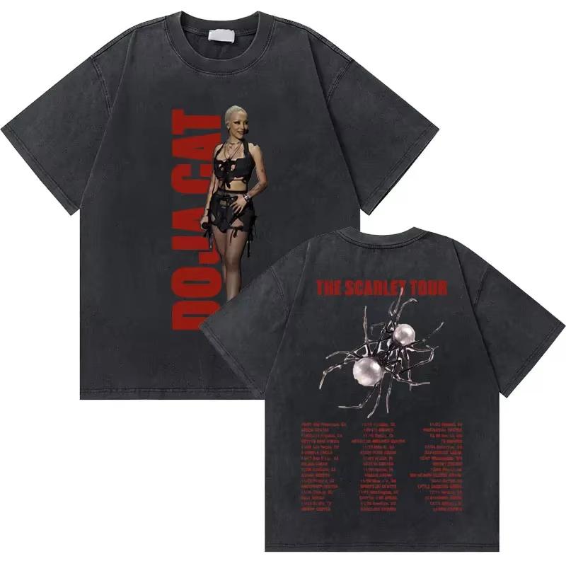 Vintage Washed Doja Cat Ma Vie World Tour T Shirt Men Women Clothing Fashion T-shirts Casual Cotton T-shirt Tops