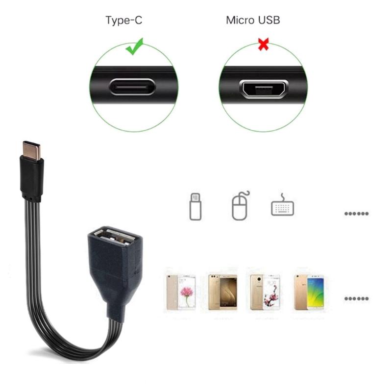 Flat Silicone OTG Data Cable Type C To USB 2.0 Adapter Cord For Connecting U Disk Card Reader Mouse Keyboards