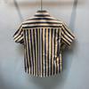 Men's Summer Thin Handsome Striped Shirt Short-sleeved Lapel Casual Tops