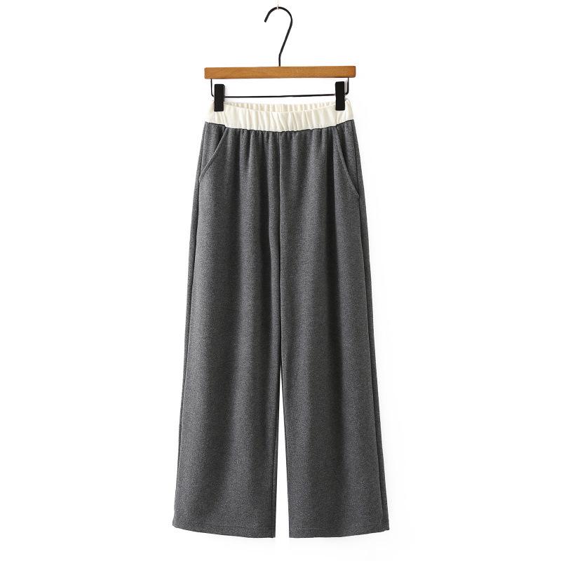 

Plus Size Women s Autumn Knit Straight-Leg Pants: Comfortable & Versatile Lazy Style Slimming Long Pants 5XL серый