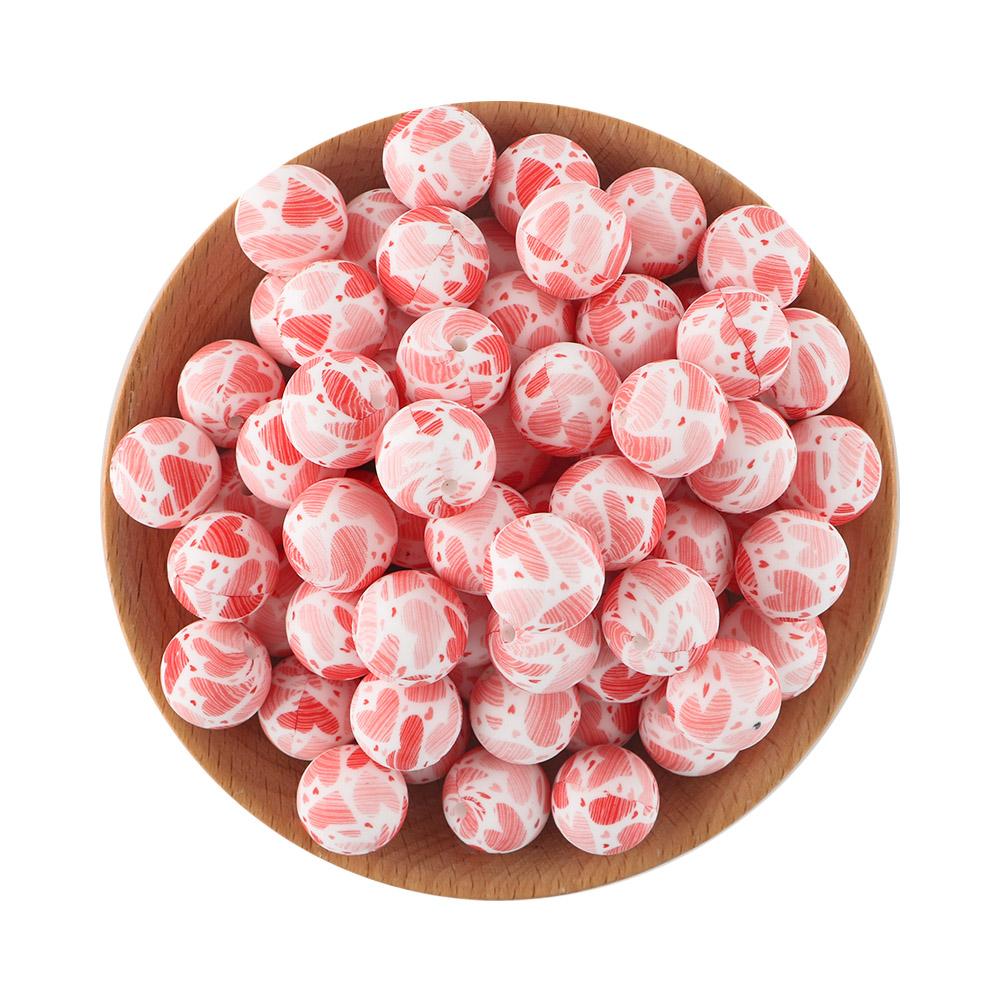 15MM Leopard Silicone Printed Beads 20pcs For Making DIY Jewelry Accessories Bracelet Necklace Making