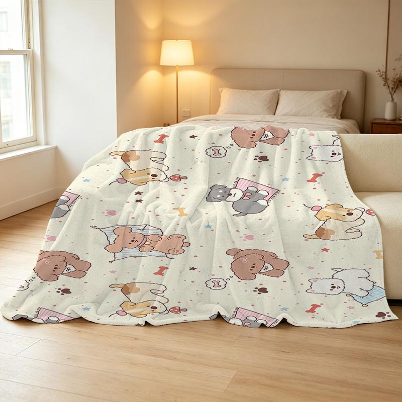 Cartoon Dog Flannel Blanket: Anti-Pilling, Soft Warm All-Season Home Decor, Perfect for Halloween Christmas