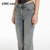 Jinyujie Women's Vintage Mid-High Waist Slim Fit Bootcut Stretch Jeans