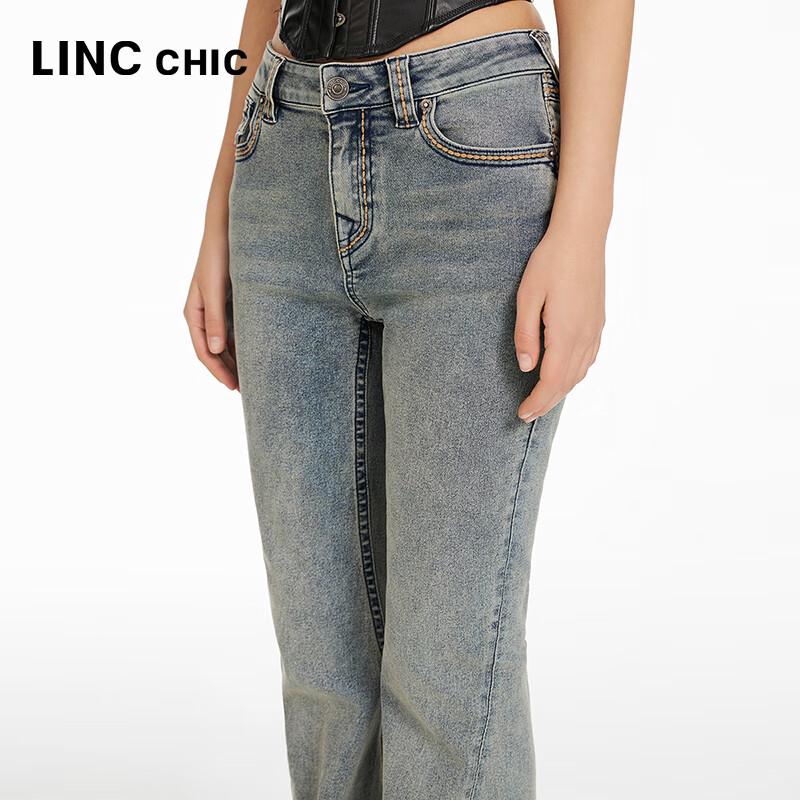 Jinyujie Women's Vintage Mid-High Waist Slim Fit Bootcut Stretch Jeans