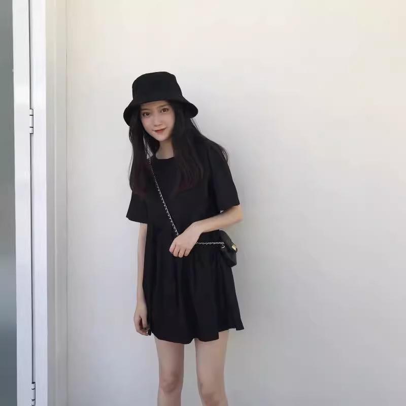 2024 Korean Style Summer Maternity Dress: Slimming A-Line Baby Doll with Retro Short Sleeves