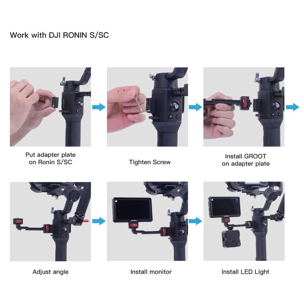 Weebill SC Kameramonitor-Halterungsverlängerungsplatte mit drehbarem Magic Arm und Gewinde-Blitzschuhhalterung für DJI Ronin S/Ronin 1/4" S/SC/RS2/RSC2/Crane