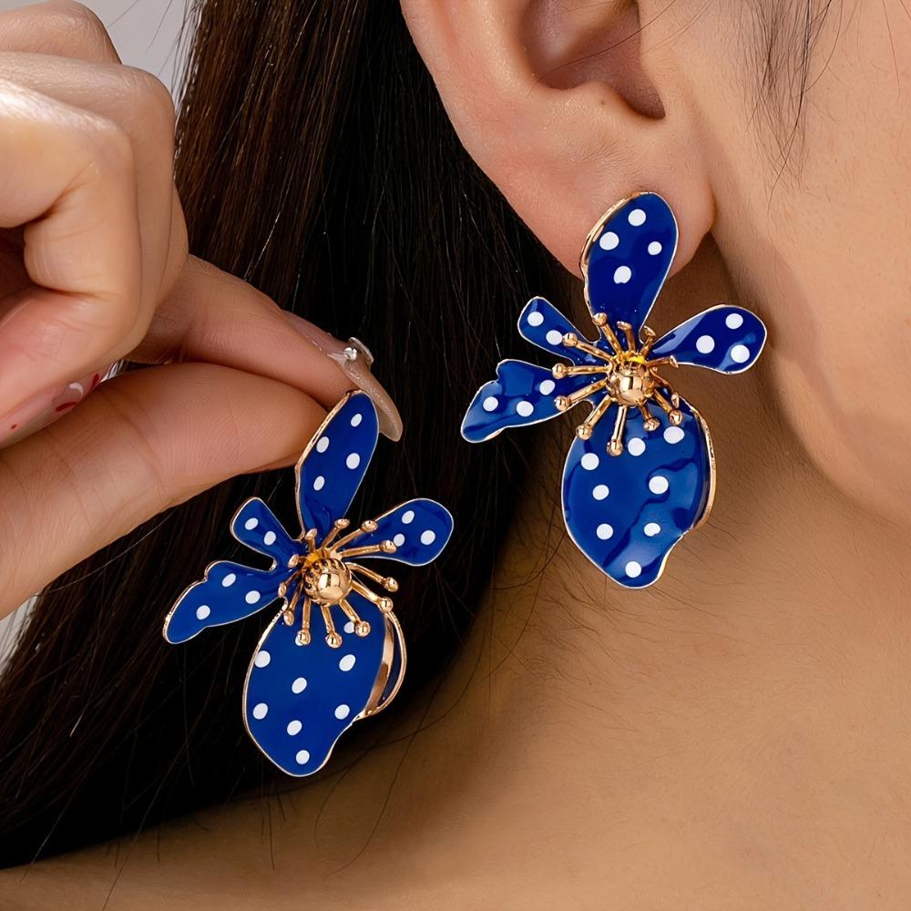 Irregular Shap Large Flower Earrings Wedding French Earrings Fashion Outfit