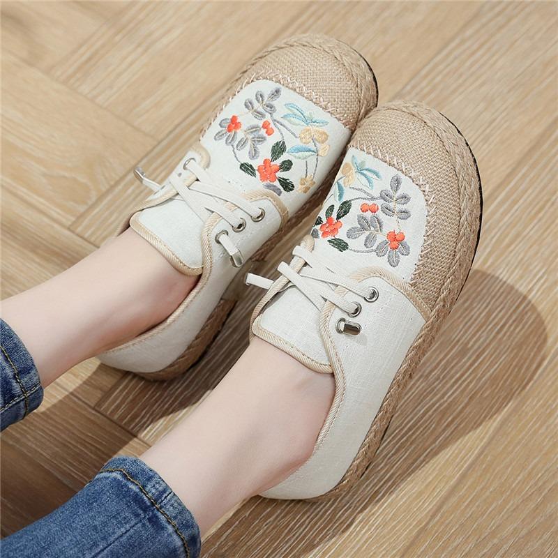 Jingrui embroidered shoes, old Beijing cloth shoes, mother shoes, lightweight soft-soled pastoral Hanfu shoes, flat-soled women's single shoes