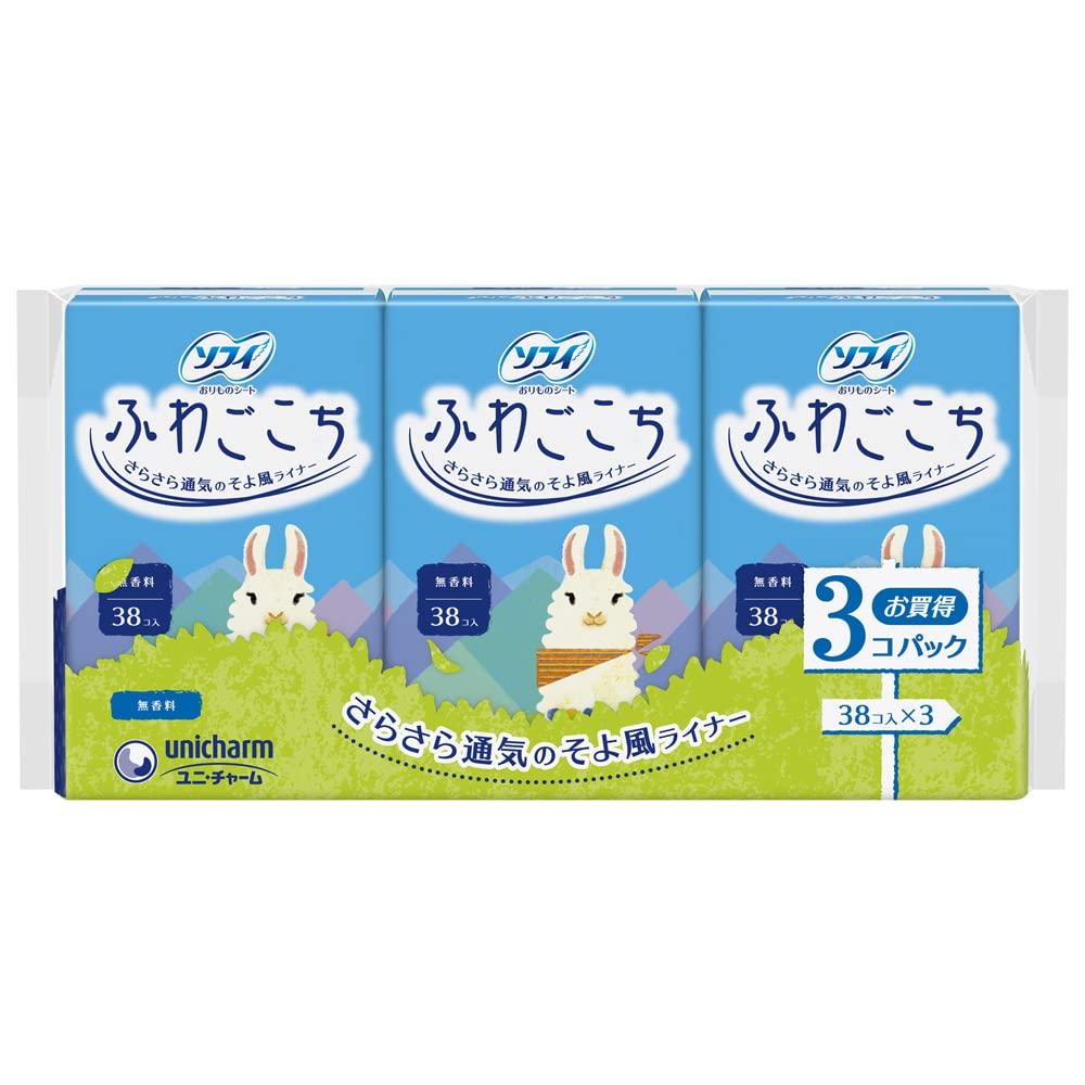 

Sofy Fluffy Unscented 38 pieces x 3 pack (unicharm Sofy)