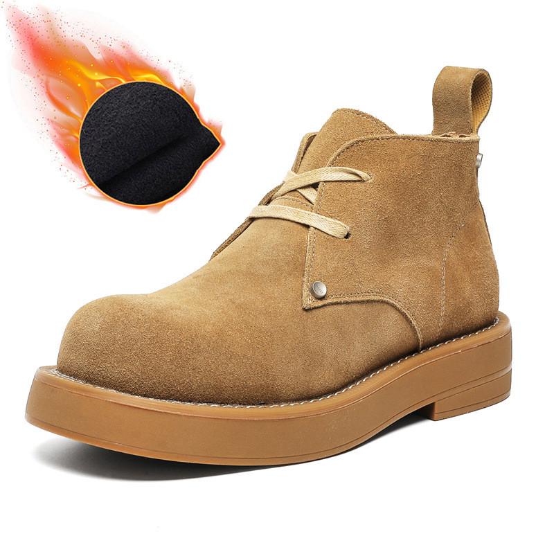 British style men casual cow suede leather boots autumn winter shoes cowboy platform boot party banquet dress ankle botas hombre